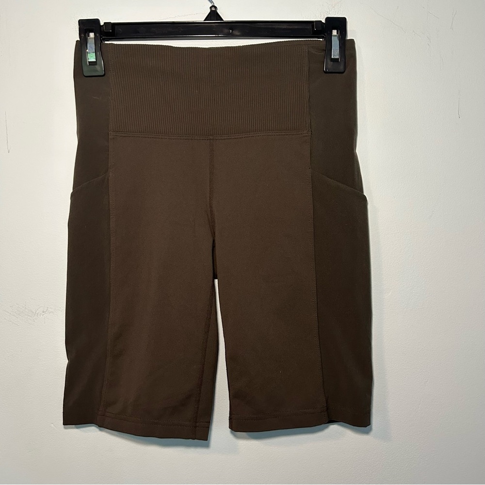 Athleta Brown Biker Shorts with Side Pockets Size XS